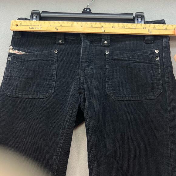 VTG Diesel Pants Women's Size 4/27 Black Corduroy Y2K Straight Preppy - Picture 2 of 15
